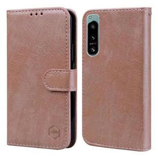 For Sony Xperia 5 IV Skin Feeling Oil Leather Texture PU + TPU Phone Case(Champagne)