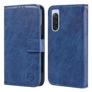 For Sony Xperia 10 V 2023 Skin Feeling Oil Leather Texture PU + TPU Phone Case(Dark Blue)