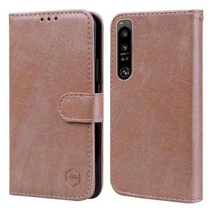 For Sony Xperia 1 IV Skin Feeling Oil Leather Texture PU + TPU Phone Case(Champagne)