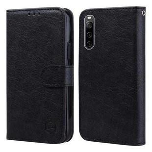 For Sony Xperia 10 IV Skin Feeling Oil Leather Texture PU + TPU Phone Case(Black)