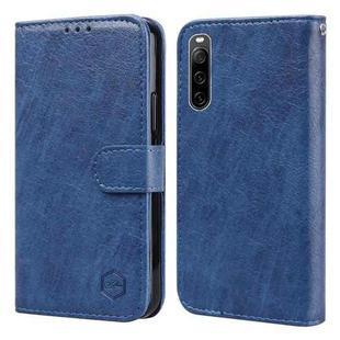 For Sony Xperia 10 IV Skin Feeling Oil Leather Texture PU + TPU Phone Case(Dark Blue)