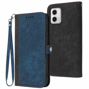 For Motorola Moto G53 / G13 / G23 Side Buckle Double Fold Hand Strap Leather Phone Case(Royal Blue)