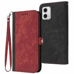 For Motorola Moto G73 Side Buckle Double Fold Hand Strap Leather Phone Case(Red)