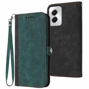 For Motorola Moto G Power 5G 2024 Side Buckle Double Fold Hand Strap Leather Phone Case(Dark Green)