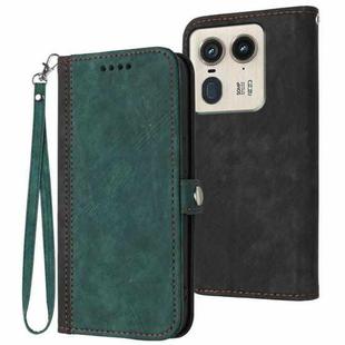 For Motorola Moto X50 Ultra Side Buckle Double Fold Hand Strap Leather Phone Case(Dark Green)