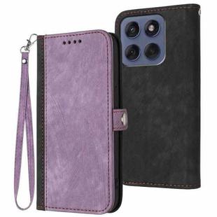 For Motorola Edge 60 Fusion / Edge 5G 2025 Side Buckle Double Fold Hand Strap Leather Phone Case(Purple)