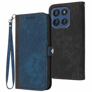 For Motorola Edge 60 Side Buckle Double Fold Hand Strap Leather Phone Case(Royal Blue)