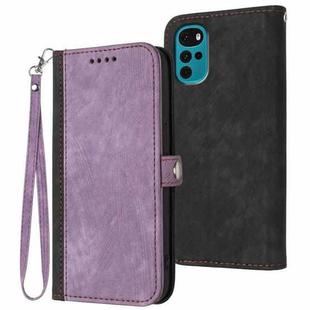 For Motorola Moto G22 Side Buckle Double Fold Hand Strap Leather Phone Case(Purple)