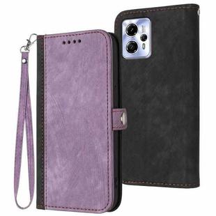 For Motorola Moto G23 Side Buckle Double Fold Hand Strap Leather Phone Case(Purple)
