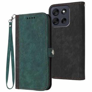 For Motorola Moto G56 5G Side Buckle Double Fold Hand Strap Leather Phone Case(Dark Green)