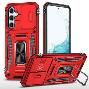 For Samsung Galaxy S23 FE 5G Armor PC + TPU Camera Shield Phone Case(Red)