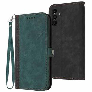 For Samsung Galaxy S23 FE 5G Side Buckle Double Fold Hand Strap Leather Phone Case(Dark Green)