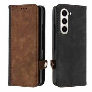 For Samsung Galaxy Z Fold5 Side Buckle Double Fold Leather Phone Case(Brown)