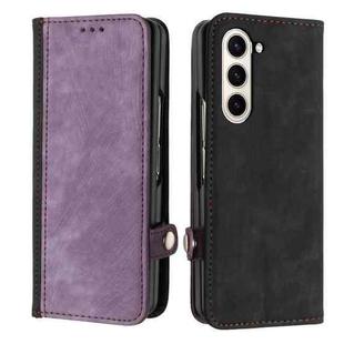 For Samsung Galaxy Z Fold5 Side Buckle Double Fold Leather Phone Case(Purple)