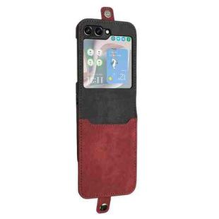 For Samsung Galaxy Z Flip5 Side Buckle Double Fold Leather Phone Case(Red)