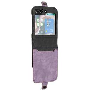 For Samsung Galaxy Z Flip5 Side Buckle Double Fold Leather Phone Case(Purple)