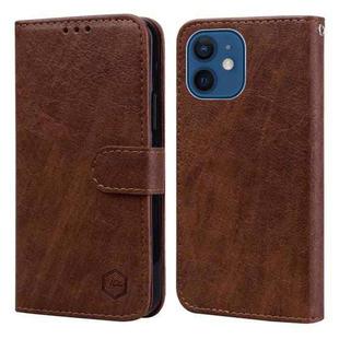For iPhone 13 mini Skin Feeling Oil Leather Texture PU + TPU Phone Case(Brown)