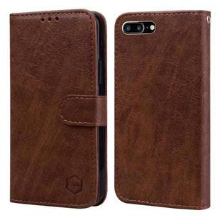 For iPhone 6 Plus / 7 Plus / 8 Plus Skin Feeling Oil Leather Texture PU + TPU Phone Case(Brown)