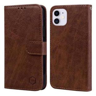 For iPhone 11 Skin Feeling Oil Leather Texture PU + TPU Phone Case(Brown)