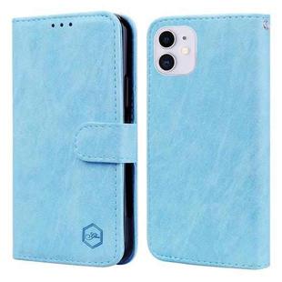 For iPhone 11 Skin Feeling Oil Leather Texture PU + TPU Phone Case(Light Blue)