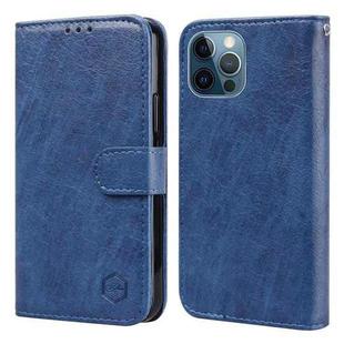 For iPhone 12 Pro / 12 Skin Feeling Oil Leather Texture PU + TPU Phone Case(Dark Blue)