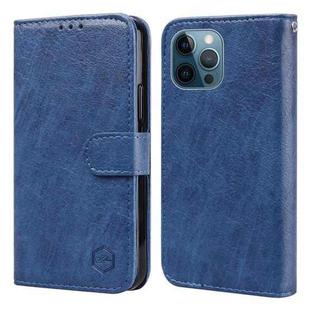For iPhone 12 Pro Max Skin Feeling Oil Leather Texture PU + TPU Phone Case(Dark Blue)