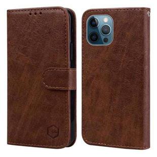 For iPhone 12 Pro Max Skin Feeling Oil Leather Texture PU + TPU Phone Case(Brown)