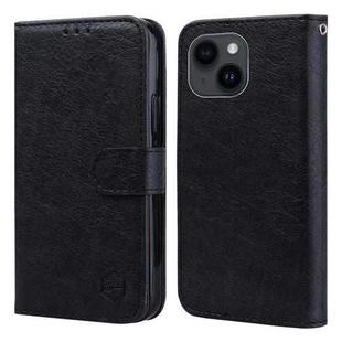 For iPhone 15 Skin Feeling Oil Leather Texture PU + TPU Phone Case(Black)