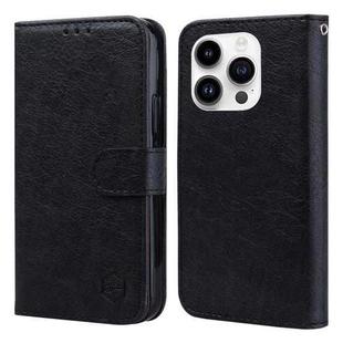 For iPhone 15 Pro Skin Feeling Oil Leather Texture PU + TPU Phone Case(Black)