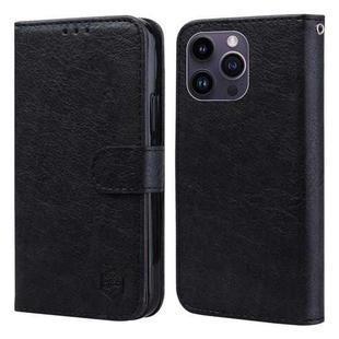 For iPhone 15 Pro Max Skin Feeling Oil Leather Texture PU + TPU Phone Case(Black)