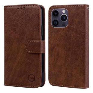 For iPhone 15 Pro Max Skin Feeling Oil Leather Texture PU + TPU Phone Case(Brown)