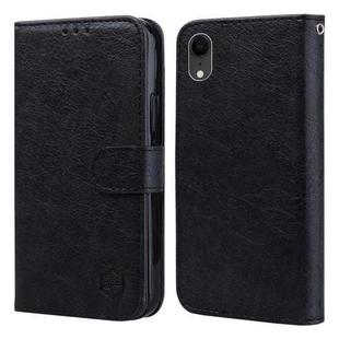 For iPhone XR Skin Feeling Oil Leather Texture PU + TPU Phone Case(Black)