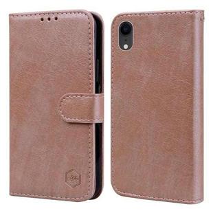 For iPhone XR Skin Feeling Oil Leather Texture PU + TPU Phone Case(Champagne)