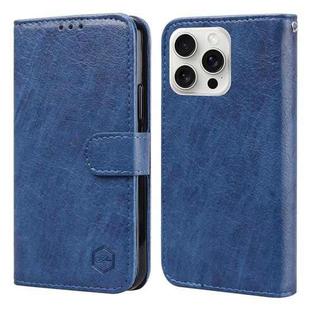 For iPhone 16 Pro Max Skin Feeling Oil Leather Texture PU + TPU Phone Case(Dark Blue)