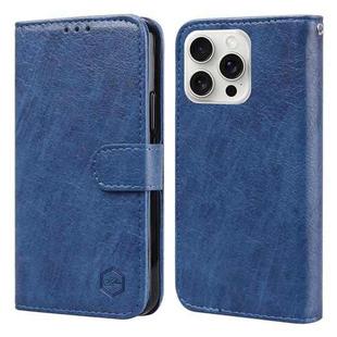 For iPhone 16 Pro Skin Feeling Oil Leather Texture PU + TPU Phone Case(Dark Blue)