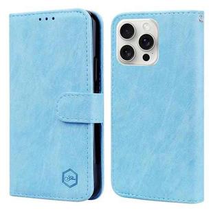 For iPhone 16 Pro Skin Feeling Oil Leather Texture PU + TPU Phone Case(Light Blue)