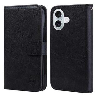 For iPhone 16 Plus Skin Feeling Oil Leather Texture PU + TPU Phone Case(Black)