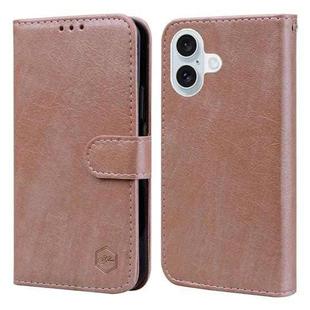 For iPhone 16 Plus Skin Feeling Oil Leather Texture PU + TPU Phone Case(Champagne)