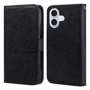 For iPhone 16 Skin Feeling Oil Leather Texture PU + TPU Phone Case(Black)