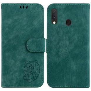 For Samsung Galaxy A10e / A20e Little Tiger Embossed Leather Phone Case(Green)