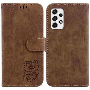 For Samsung Galaxy A33 5G Little Tiger Embossed Leather Phone Case(Brown)