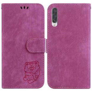 For Samsung Galaxy A70 / A70s Little Tiger Embossed Leather Phone Case(Rose Red)
