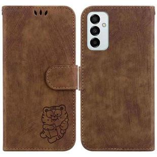 For Samsung Galaxy M23 / F23 Little Tiger Embossed Leather Phone Case(Brown)