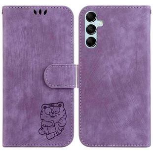 For Samsung Galaxy M54 5G Little Tiger Embossed Leather Phone Case(Purple)