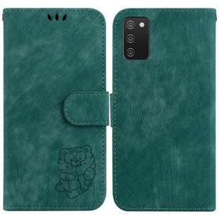 For Samsung Galaxy A02s US 164.2mm Little Tiger Embossed Leather Phone Case(Green)