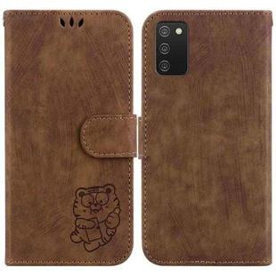 For Samsung Galaxy A03s US 164.2mm Little Tiger Embossed Leather Phone Case(Brown)