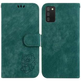 For Samsung Galaxy A03s EU 166.5mm Little Tiger Embossed Leather Phone Case(Green)