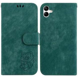 For Samsung Galaxy A04 / F04 Little Tiger Embossed Leather Phone Case(Green)
