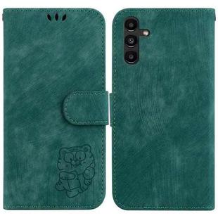 For Samsung Galaxy A13 5G Little Tiger Embossed Leather Phone Case(Green)