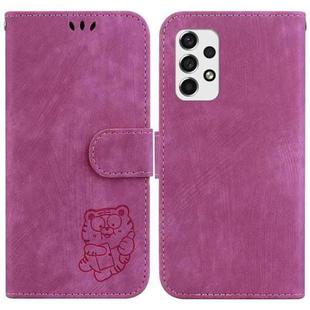 For Samsung Galaxy A23 Little Tiger Embossed Leather Phone Case(Rose Red)